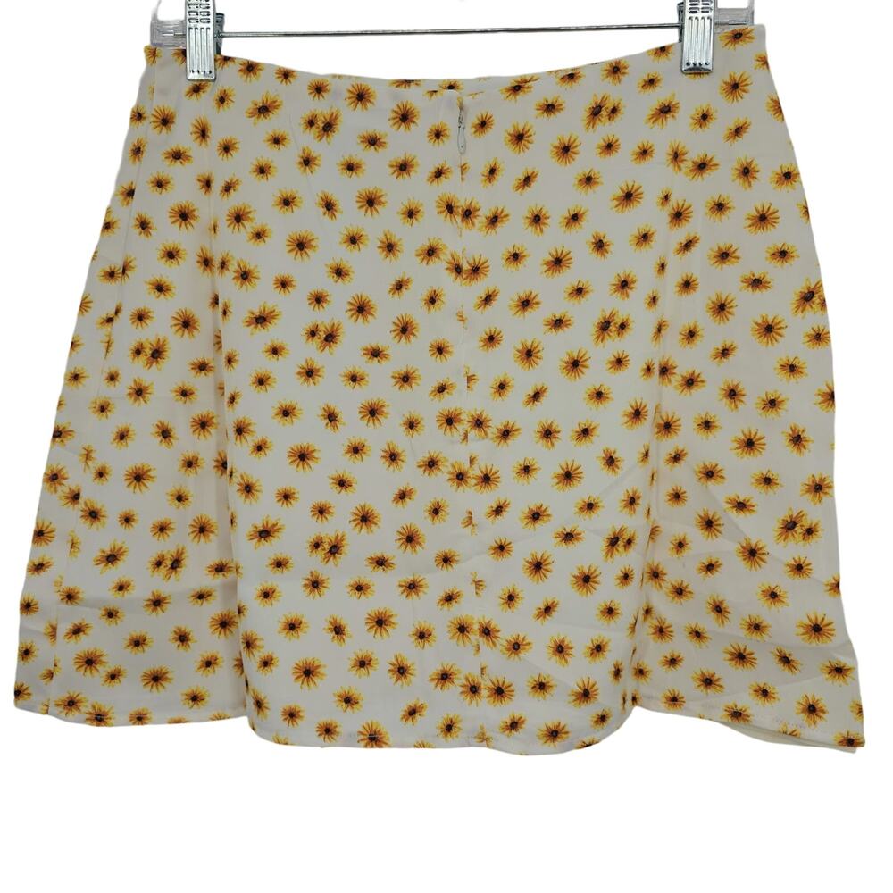 Weworewhat Womans size M Mini Slip Skirt Ditzy Floral Ivory Multi Sunflower NEW